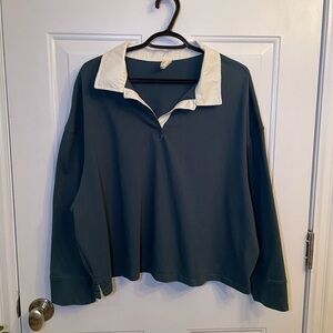 White and Green Oversized Polo Jersey